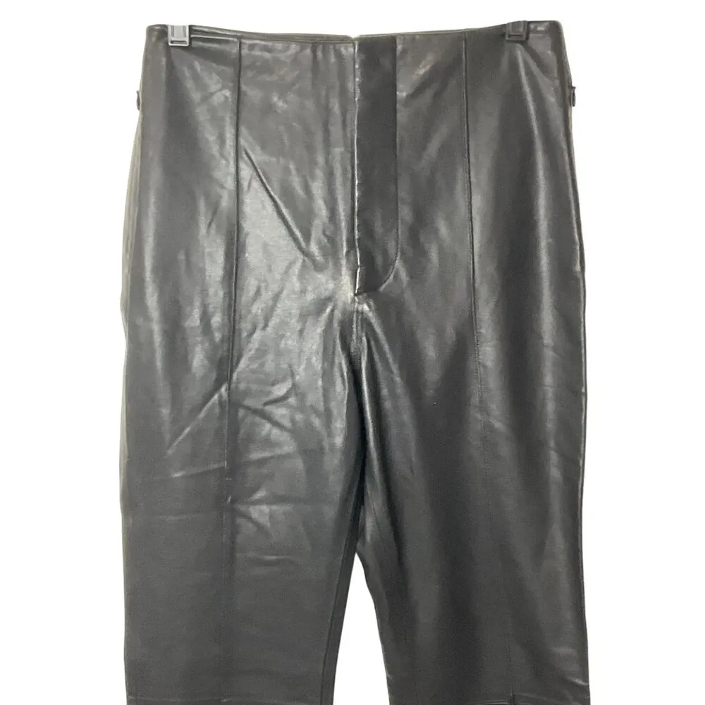 FRAME Pintuck Leather Trousers in Noir Black 8 New Womens Pants - Image 6