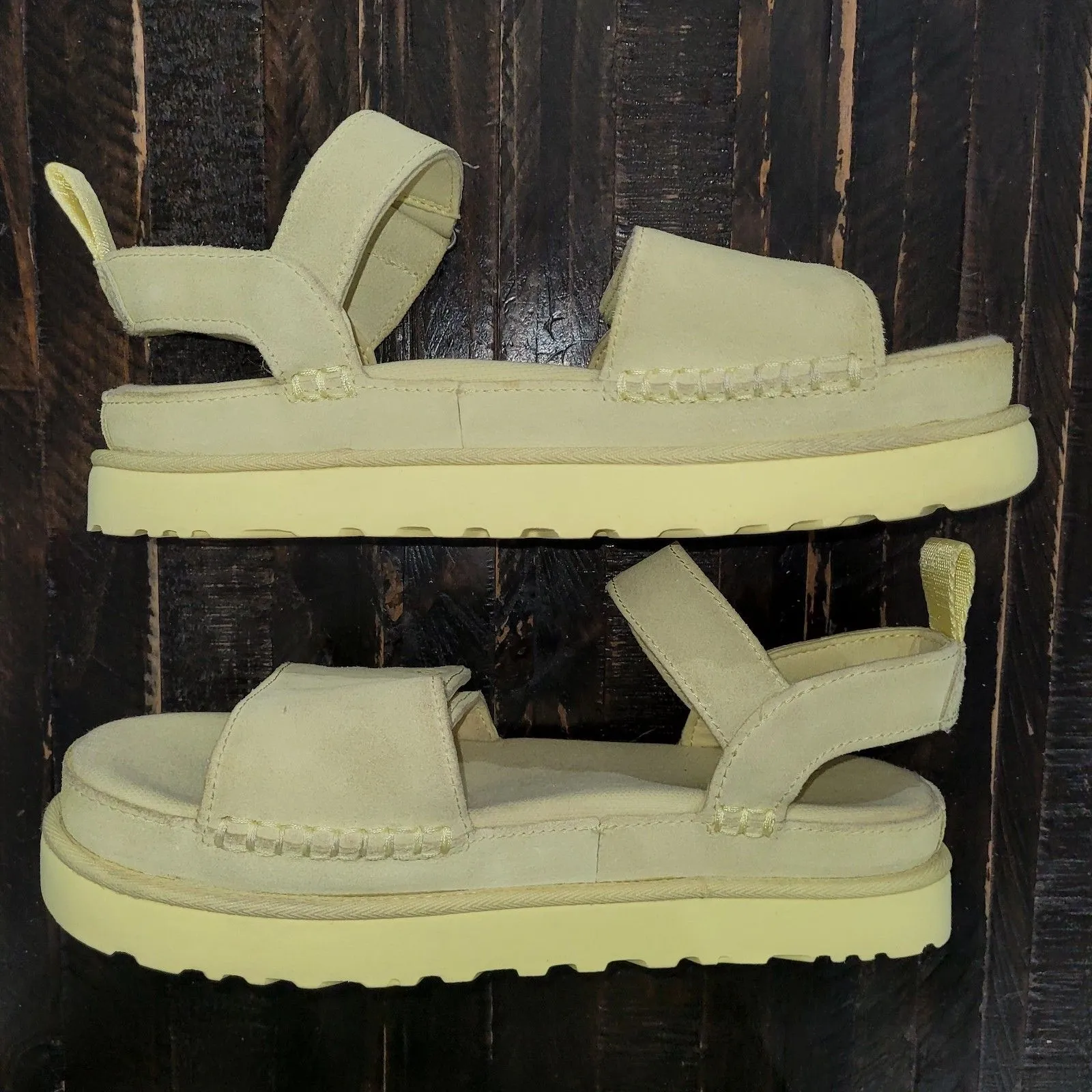 UGG GOLDENSTAR LEMON LEATHER PLATFORM STRAPPY SANDALS WOMEN'S SIZE 10 - Image 6