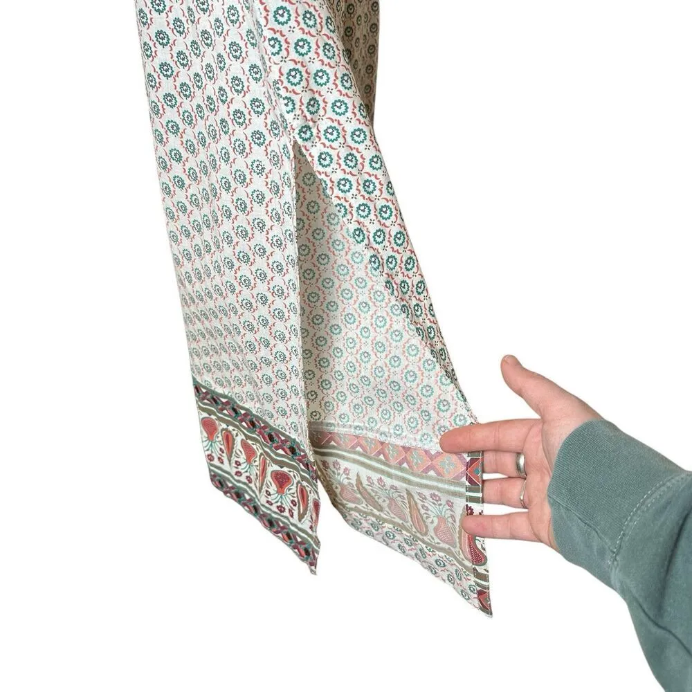 Melange Sleeveless Tunic Top Small | Boho Floral Geometric Ethnic Print V - Image 6