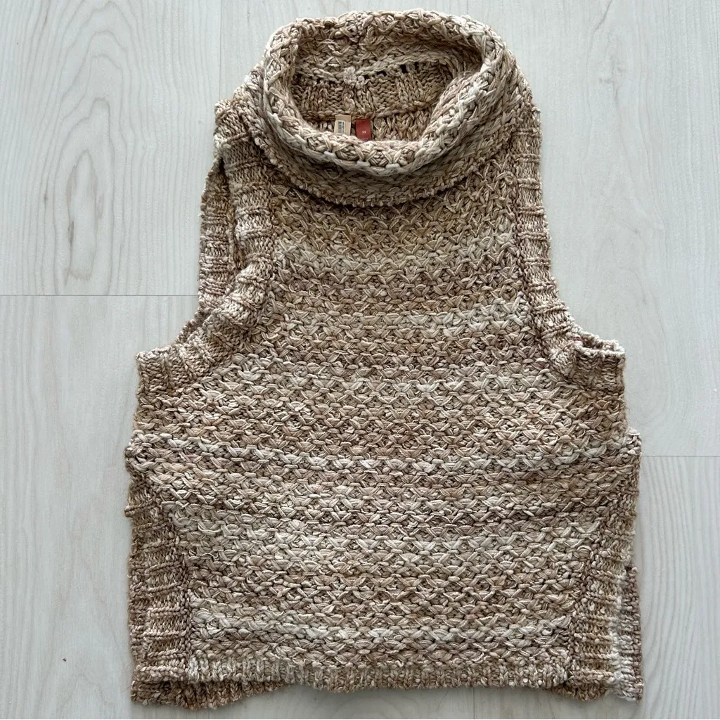 Anthropologie Pilcro Brown Mockneck Sweater Tank Top Knit Yarn Lightweight XS - Image 4