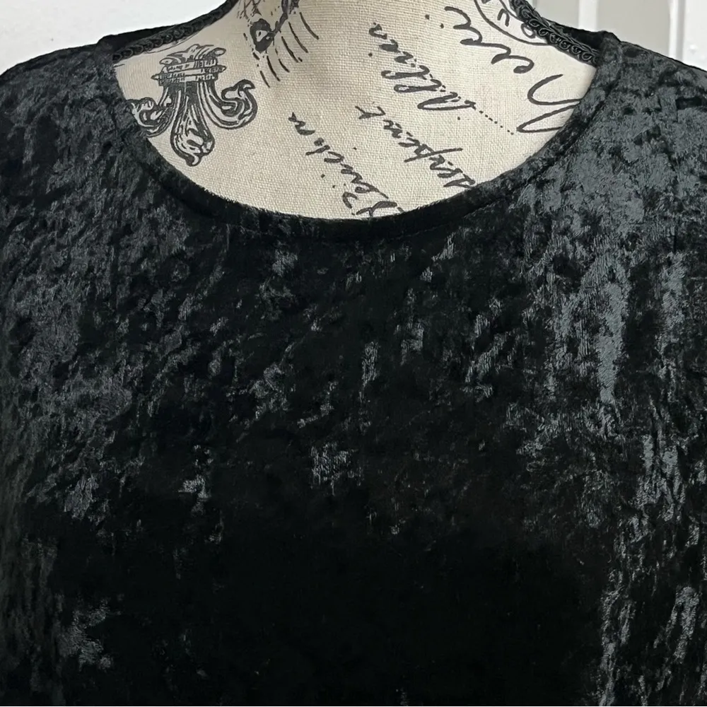 Vintage BLAIRE DEADSTOCK Crushed Velvet Black Tunic Blouse Goth Witch Vampy 2XL - Image 11