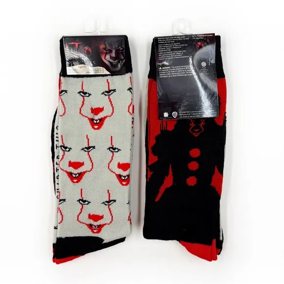 It Pennywise the Clown Crew Socks Mens Womens Horror Movie Halloween Fun Gift Tan - Image 2