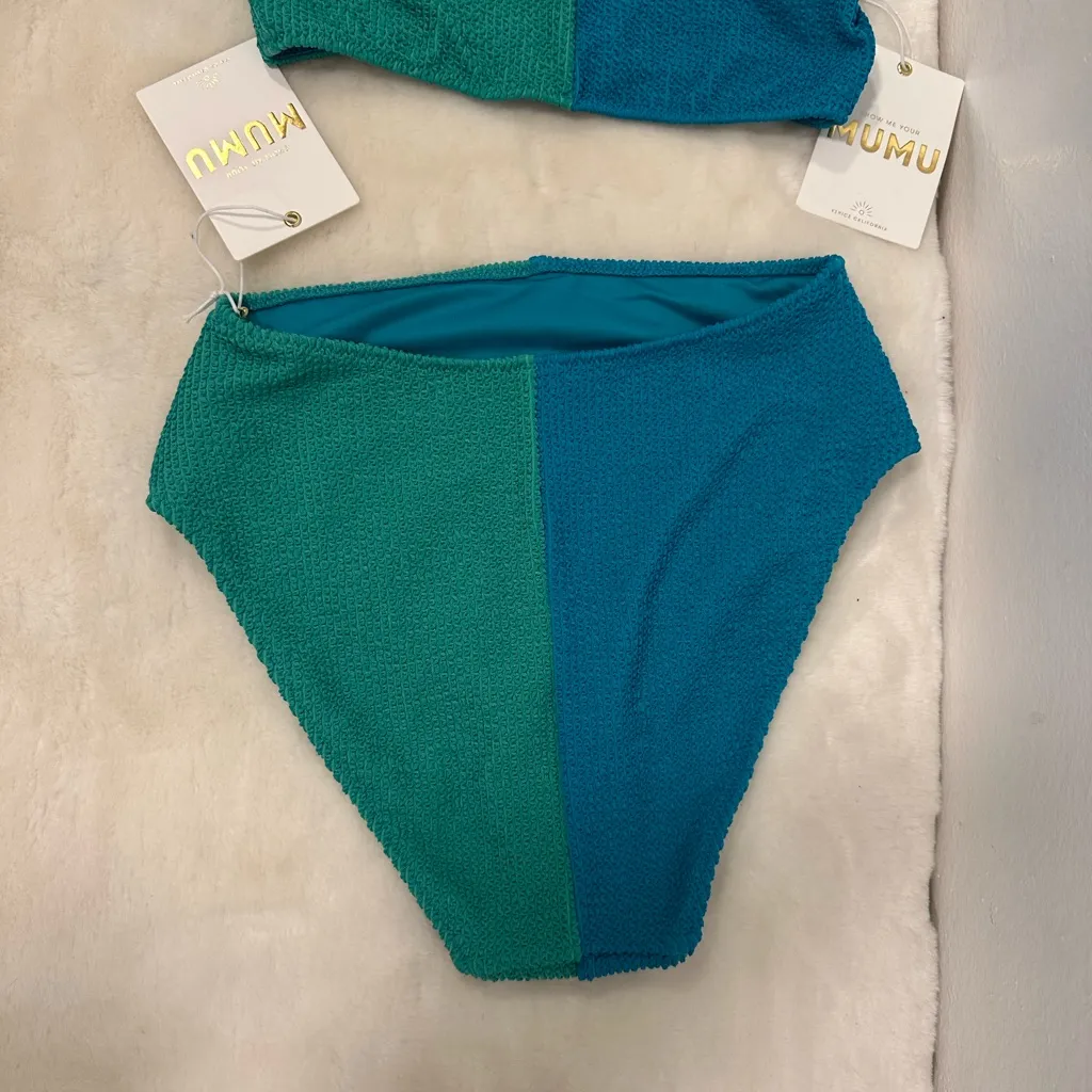 Show Me Your MuMu Teal and Blue color, black bikini swimsuit! Size small/ XS - Image 5