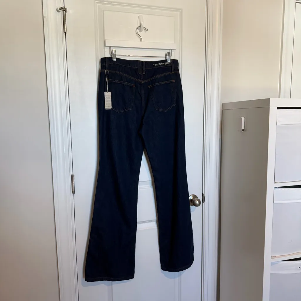 NEW Favorite Daughter THE OLYMPIA LOW RISE FLARE Jeans Manchester Blue Size 27 - Image 8