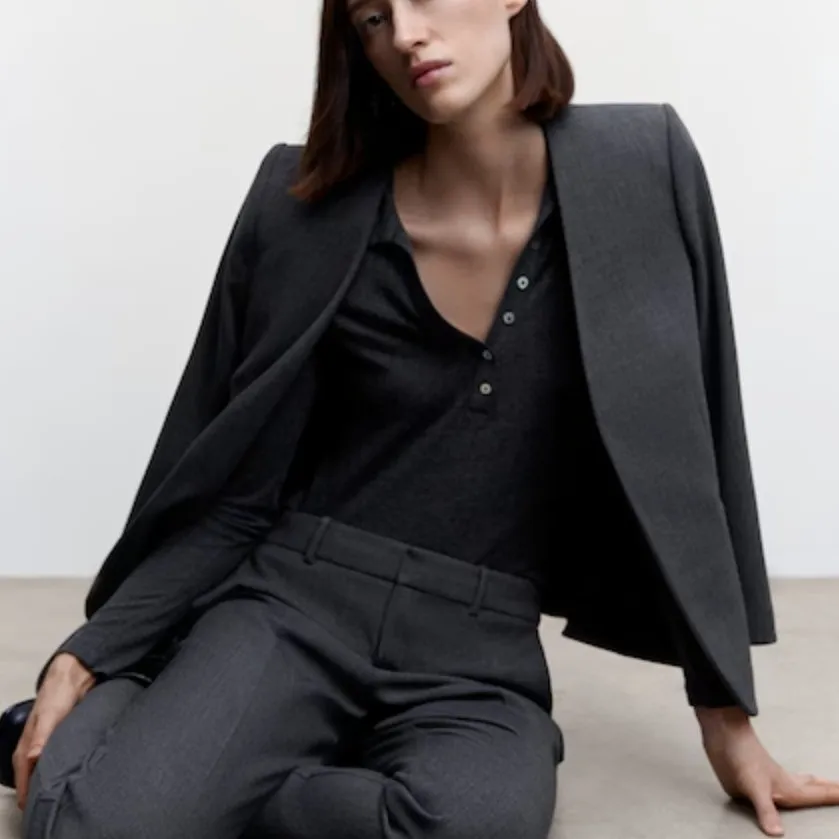 MNG Collarless Suit Jacket Large Grey Minimalist Business Casual Workwear NWT Gray - Image 2