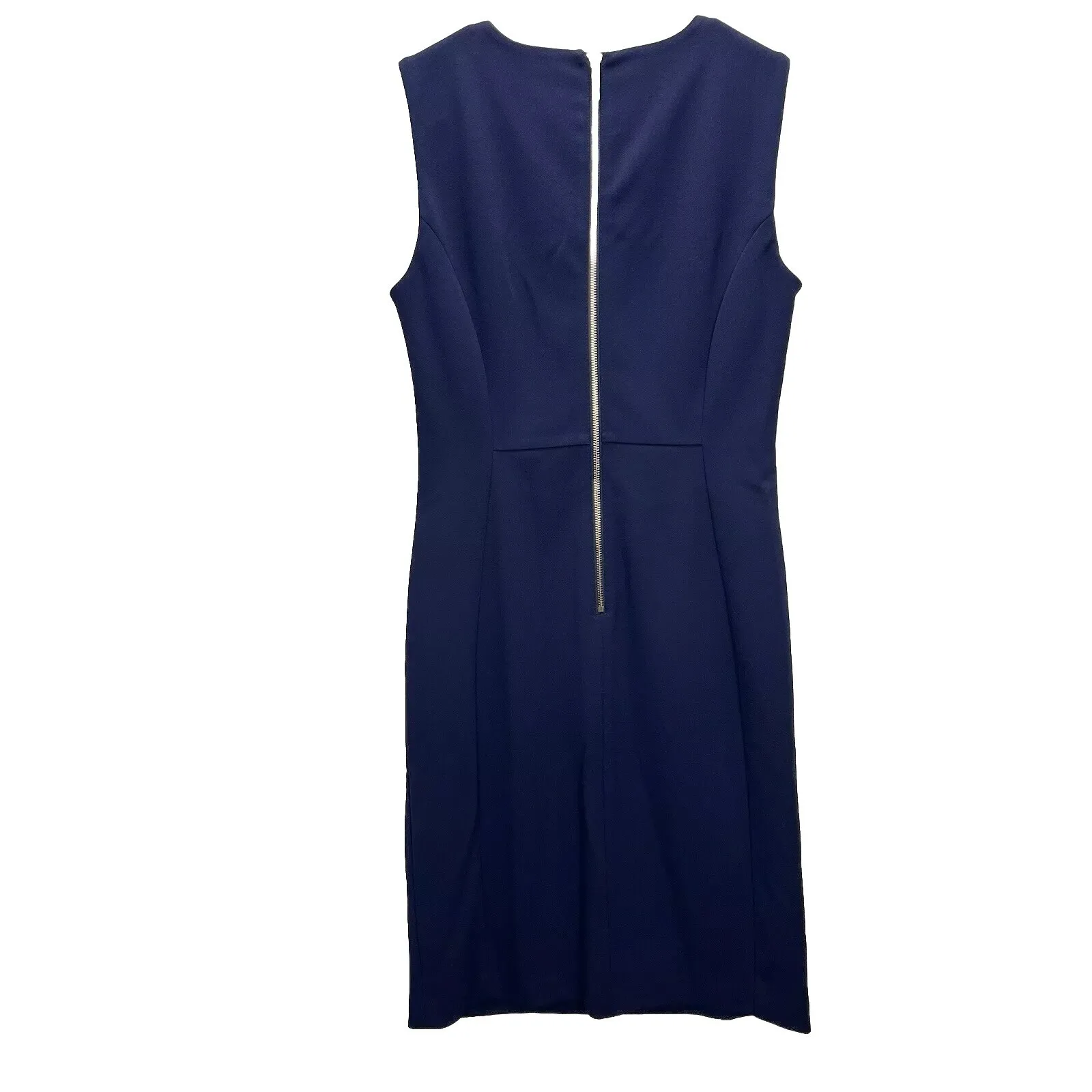 Calvin Klein Navy Blue Sleeveless Stretch Crepe Sheath Dress Size 10‎ - Image 4