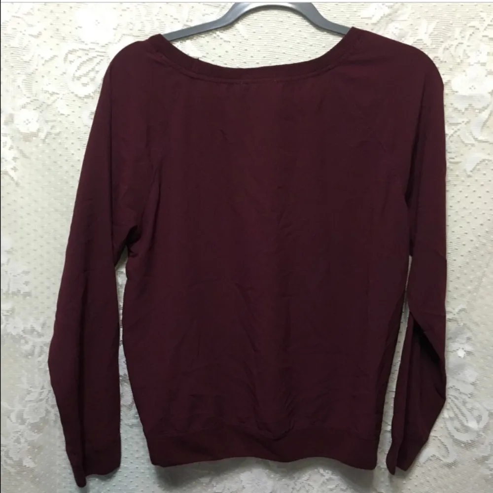 Forever 21 sheer burgundy long sleeve top. medium - Image 3