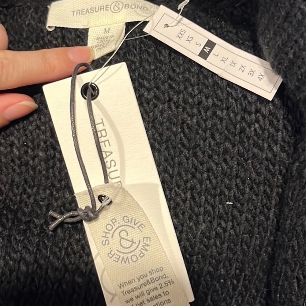 Treasure & Bond NWT -  - Black Loop Knit Zip Jacket - M - Image 6