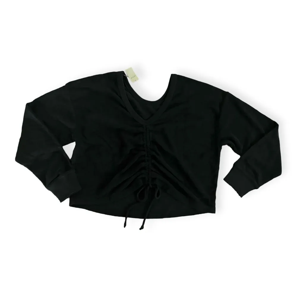 Womens Reversible Black Ruched Sweatshirt - Image 3