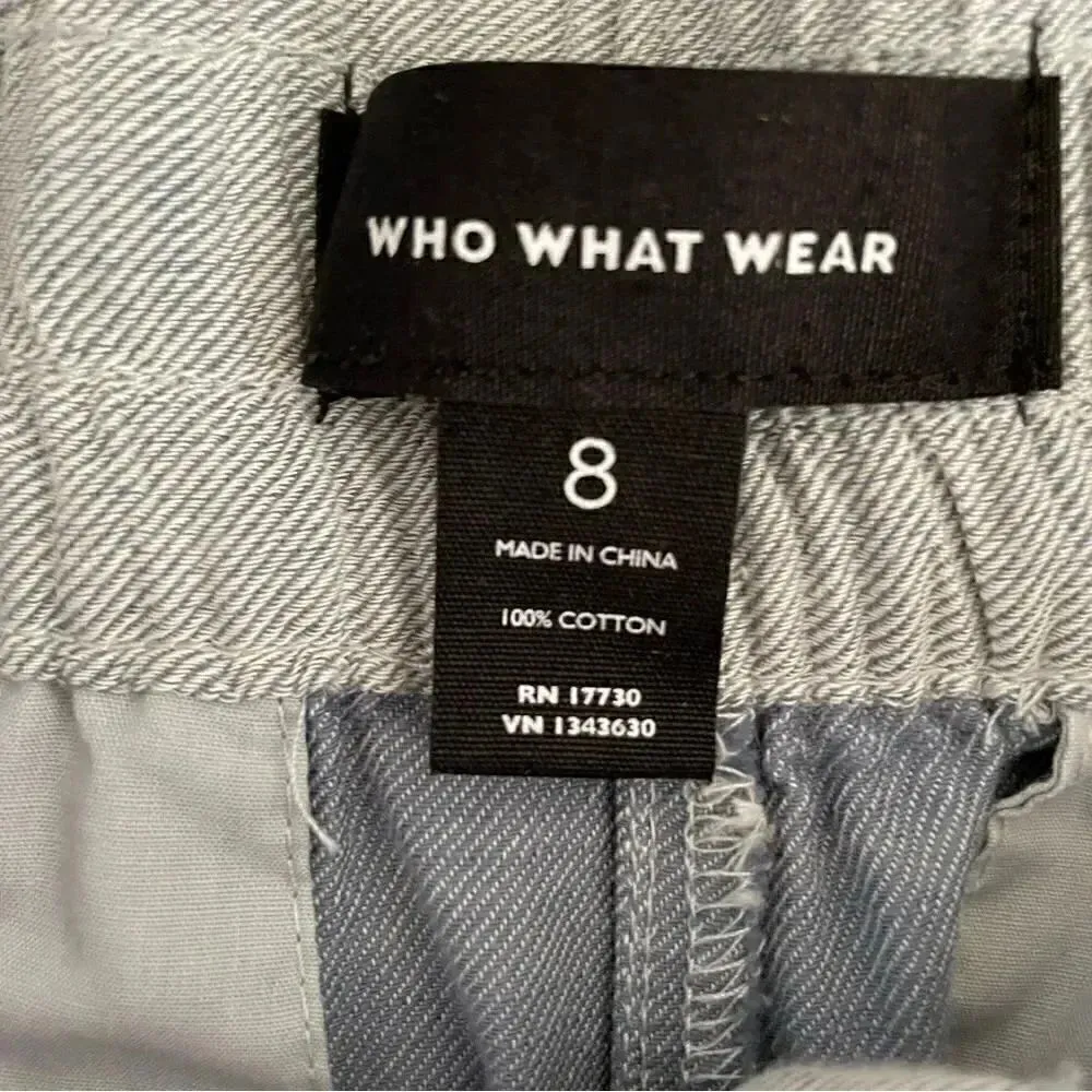 Who What Wear Cotton High Waist Scallop Blue Elastic Waist Pockets Shorts Sz 8 - Image 9