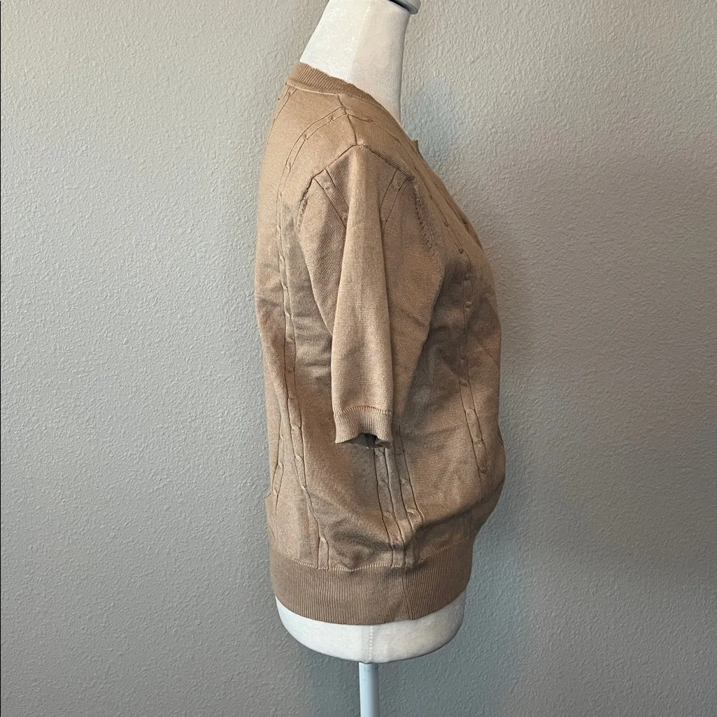 Urban Coco Cable Knit Cardigan Beige Size Medium - Image 2
