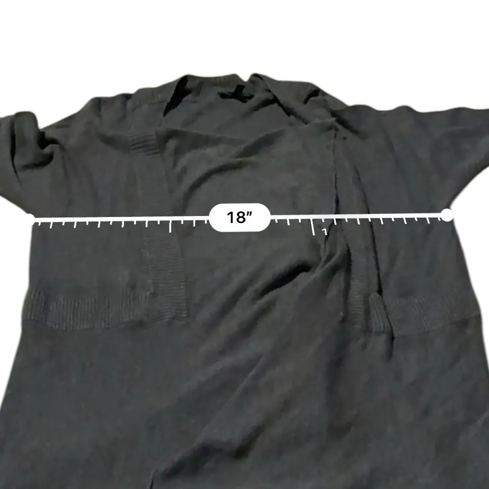 Eileen Fisher Dark Gray Knit Long Sleeve Open Waterfall Cardigan Sz M - Image 9