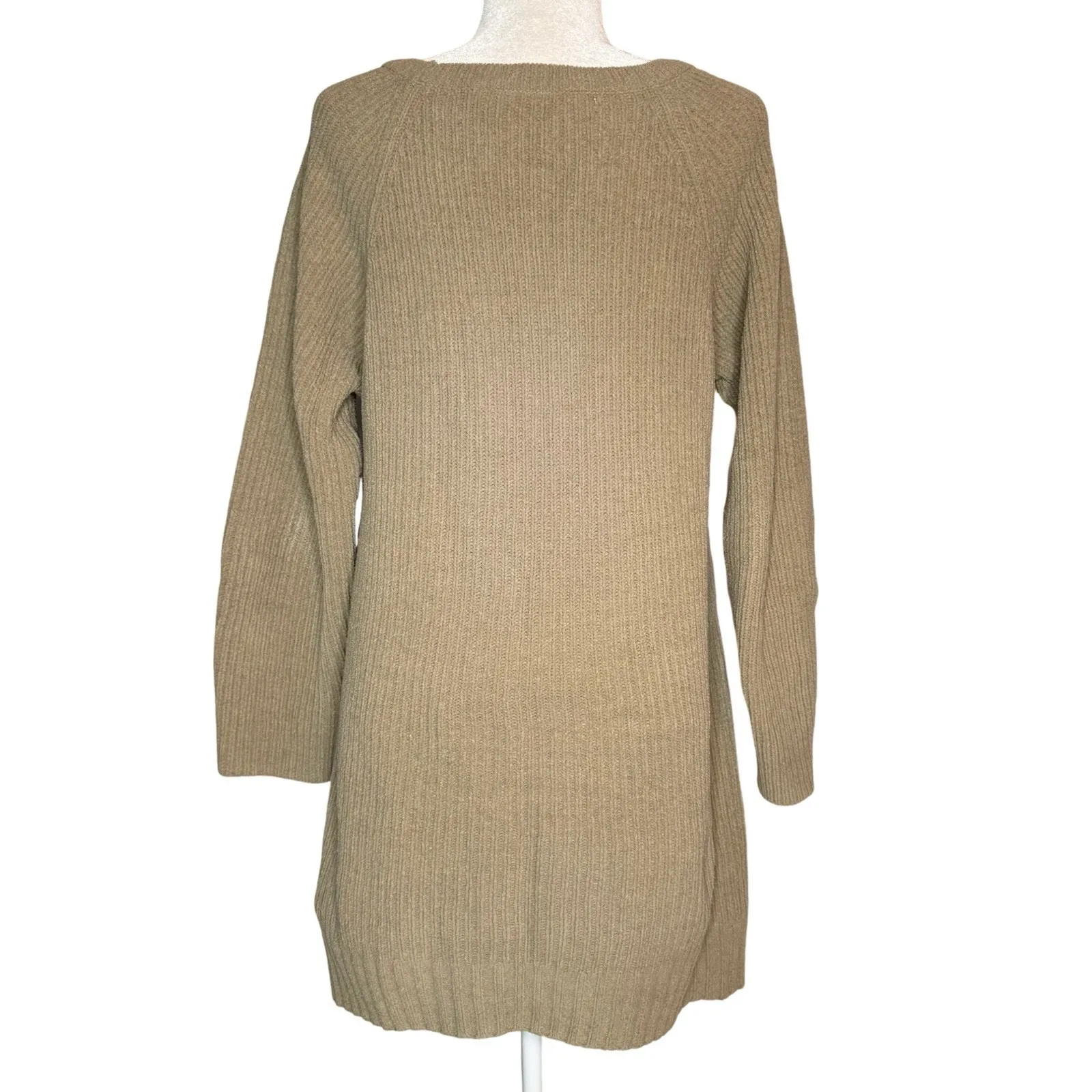 Soft Surroundings Women's Ribbed Chenille Tunic Long Sweater Beige Tan Size M - Image 5
