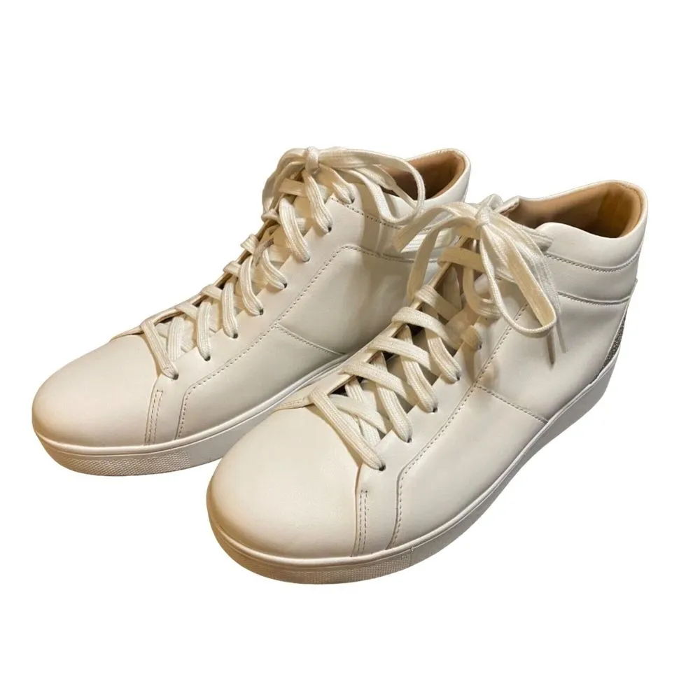 New FitFlop Womens White Rally Glitter High‎ Top Sneaker Sz 8 - Image 3