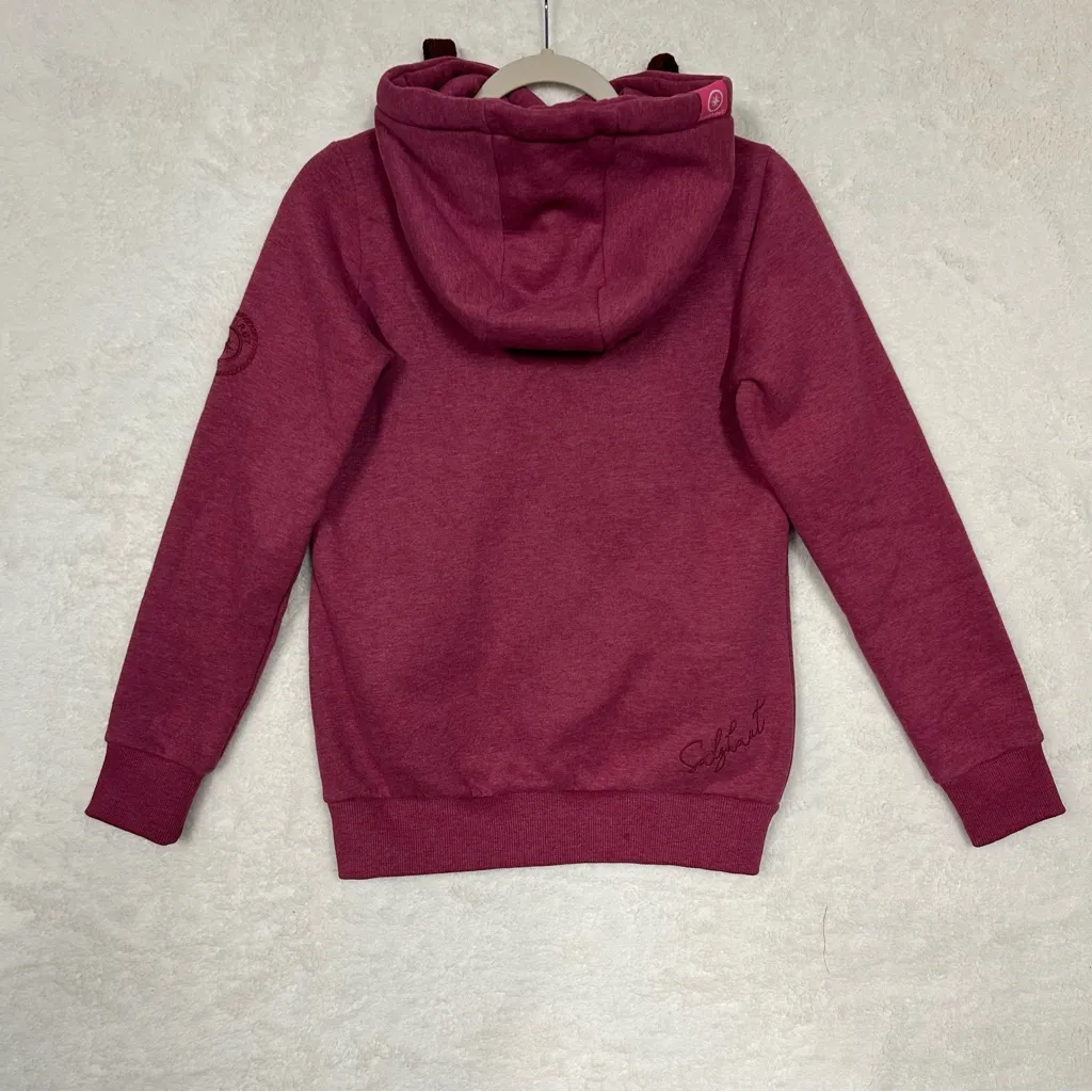 Schwarzwald Hoodie PInk Deer Logo Pockets Sweater Sweatshirt Pullover Size Small - Image 3