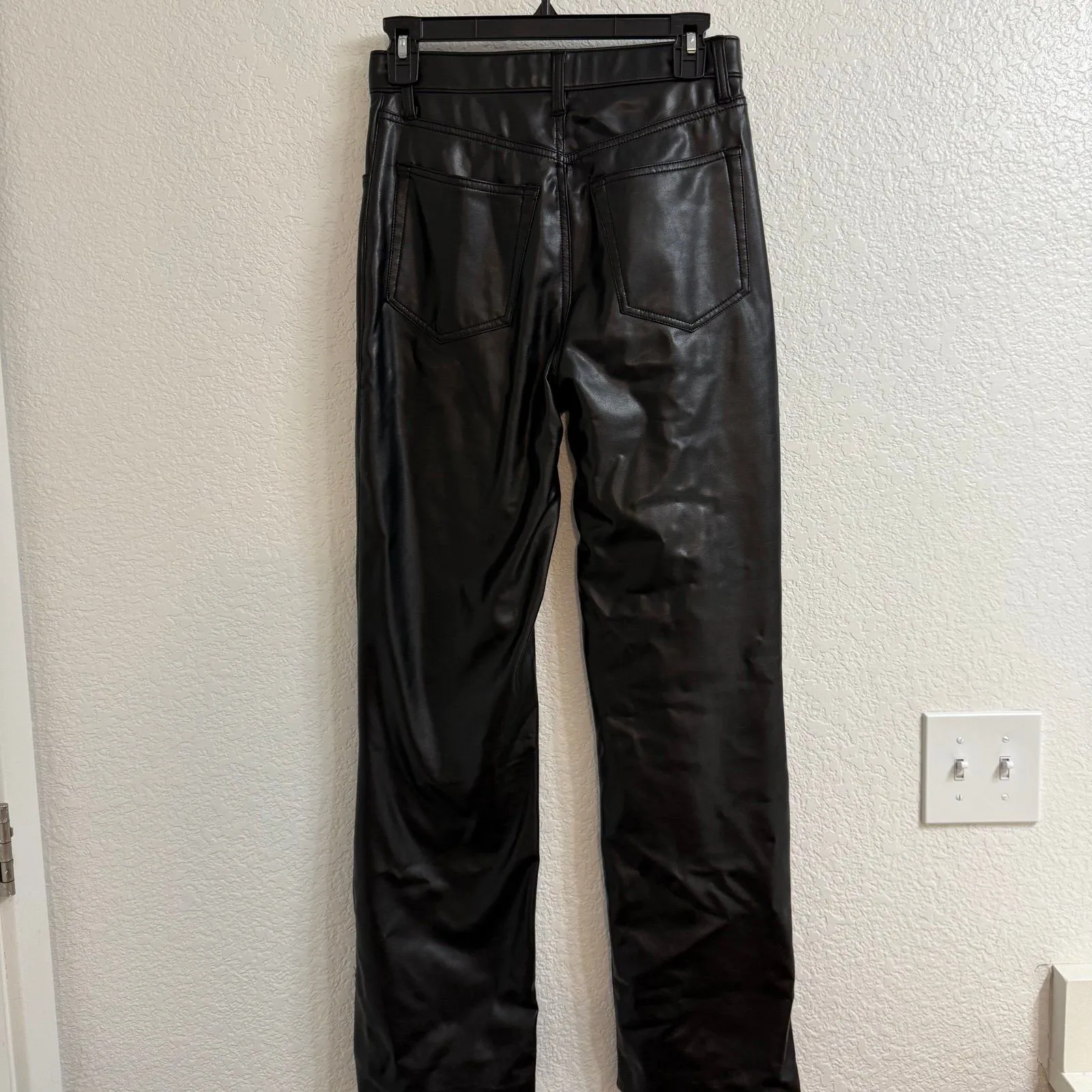 Abercrombie & Fitch Vegan Leather 90s Straight Ultra High Rise Pant Size 27 | 4 - Image 2