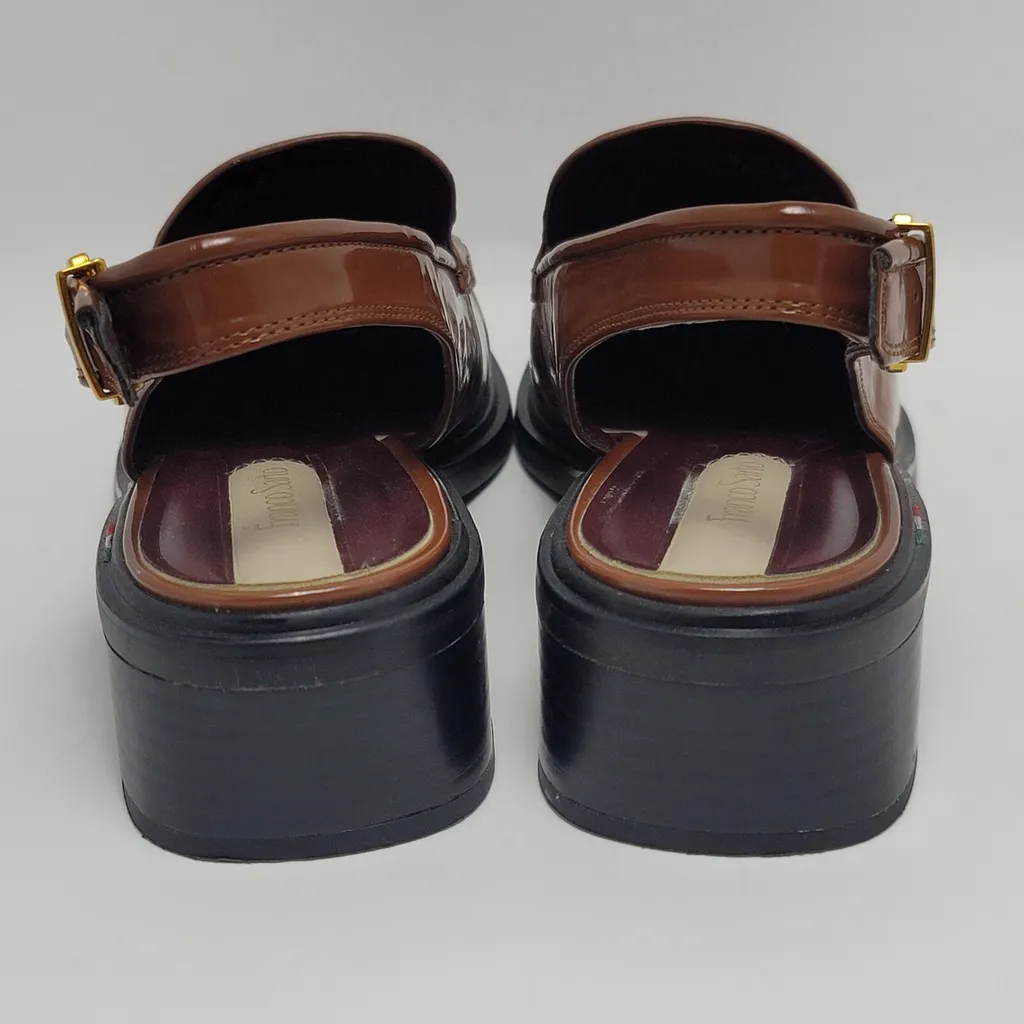 Franco Sarto Giada Slingback Loafer Heels Penny Strap Tobacco Brown Women's 9M - Image 5