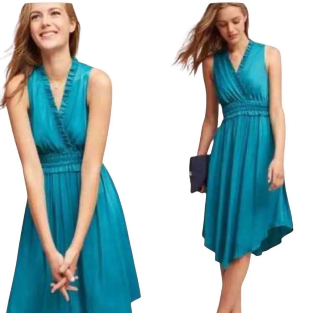 Anthropologie Maeve La Habana Dress Midi Length Womens Size Small In Teal - Image 2