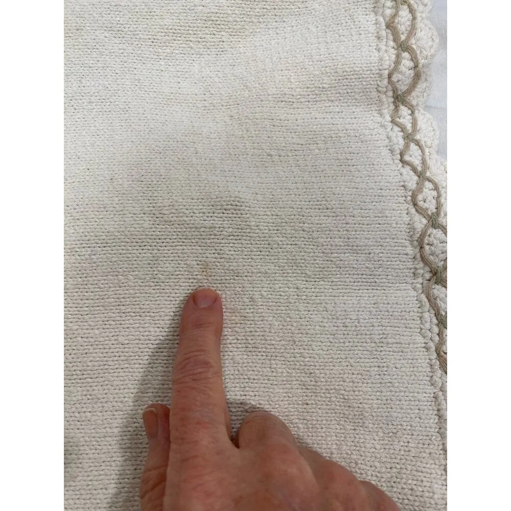 Vintage Erika Cottagecore Floral Embroidered Beaded Knit Vest Cream Medium - Image 8