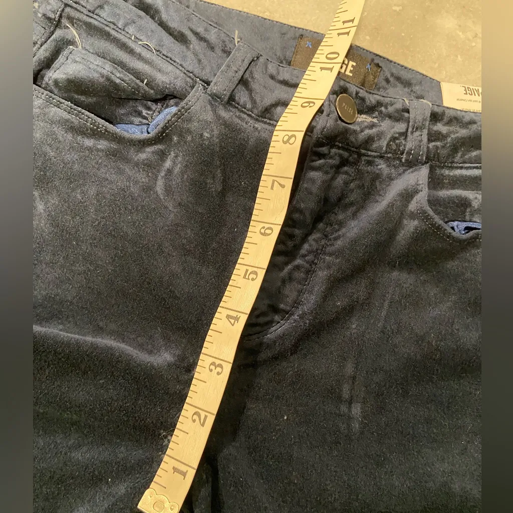Paige Size 26 Navy Blue Velvet Pants Stretch Slim Fit Straight Leg Cotton Blend - Image 9