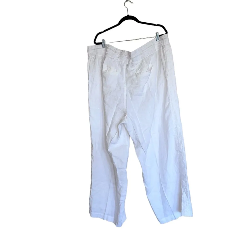 NWOT Athleta Cabo White Linen Wide Leg High Rise Pants - Image 7