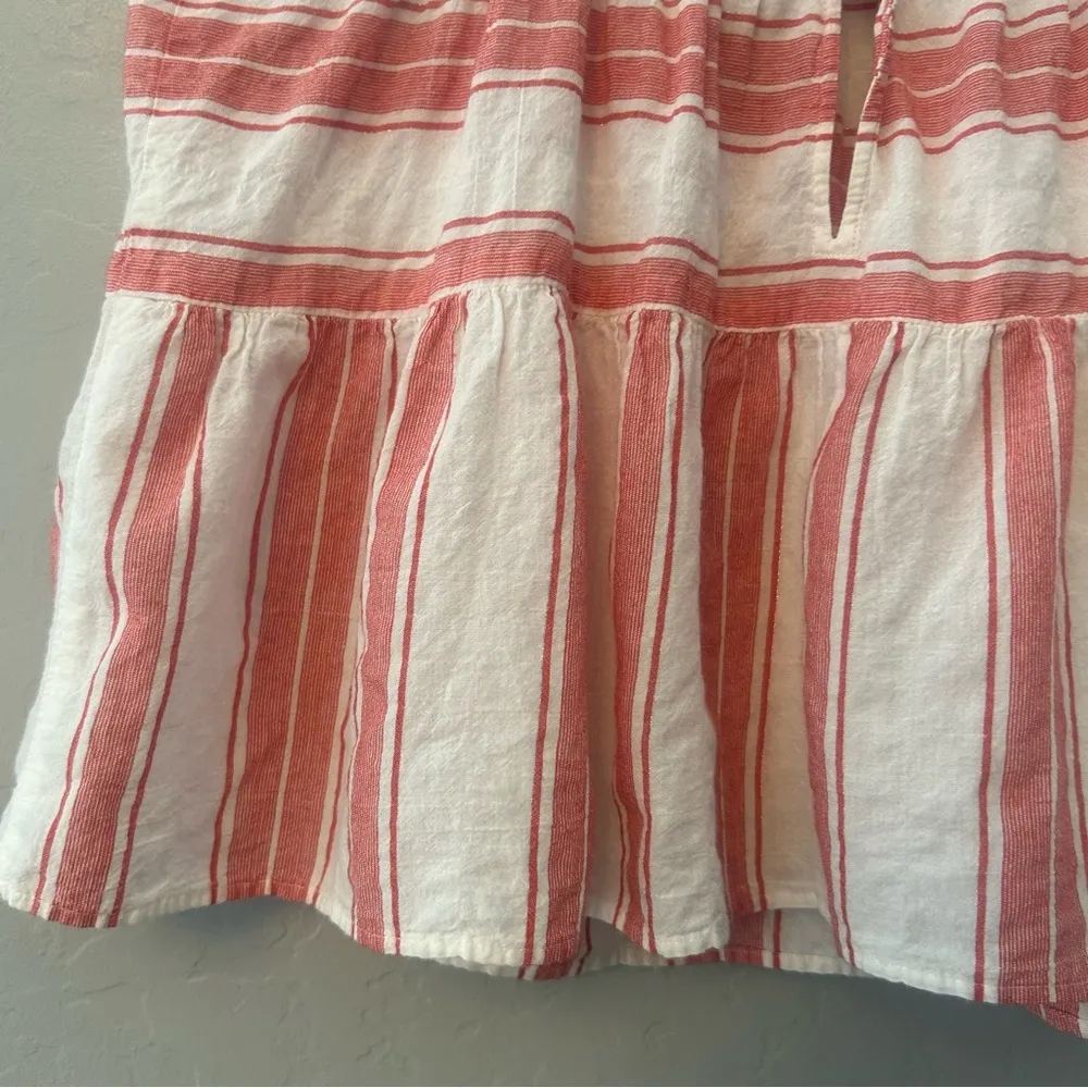 LOFT red white striped shimmer tiered peplum babydoll tank top size medium - Image 15