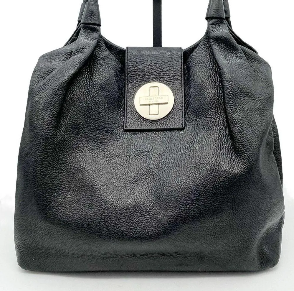 Kate Spade Bag Bexley Stevie Pebbled Black Leather Handbag Medium Slouchy Tote - Image 3