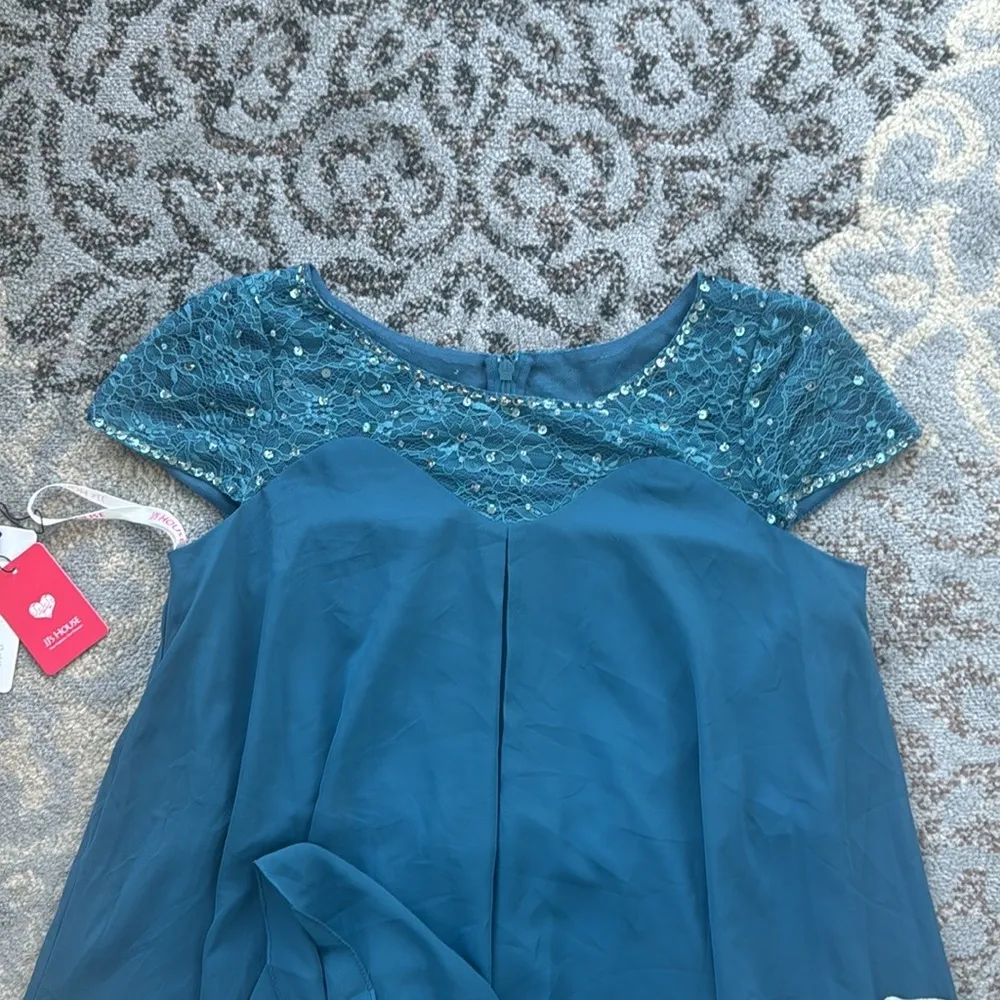 JJ’s House Empire Sequins Chiffon Dress Ink Blue 14 - Image 6