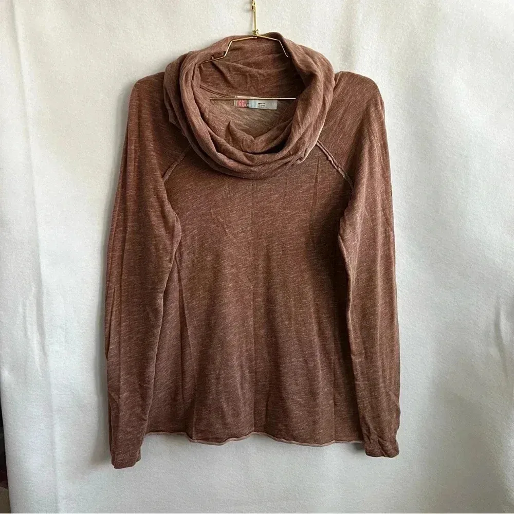 Free People Beach Cocoon Cowl Neck Pullover Heathered Brown Sz M/L Raglan Sleeve - Image 3