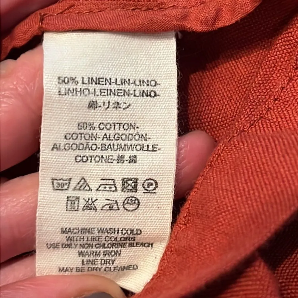 Free People lightweight blazer linen blend red orange small - Image 8