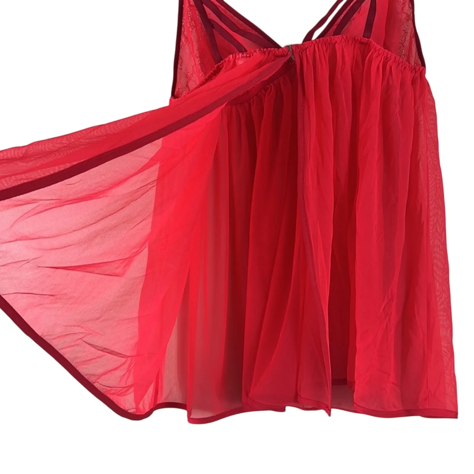 Victoria’s Secret Babydoll Dress Womens L Red Sexy Sheer Lace Lingerie Coquette - Image 3