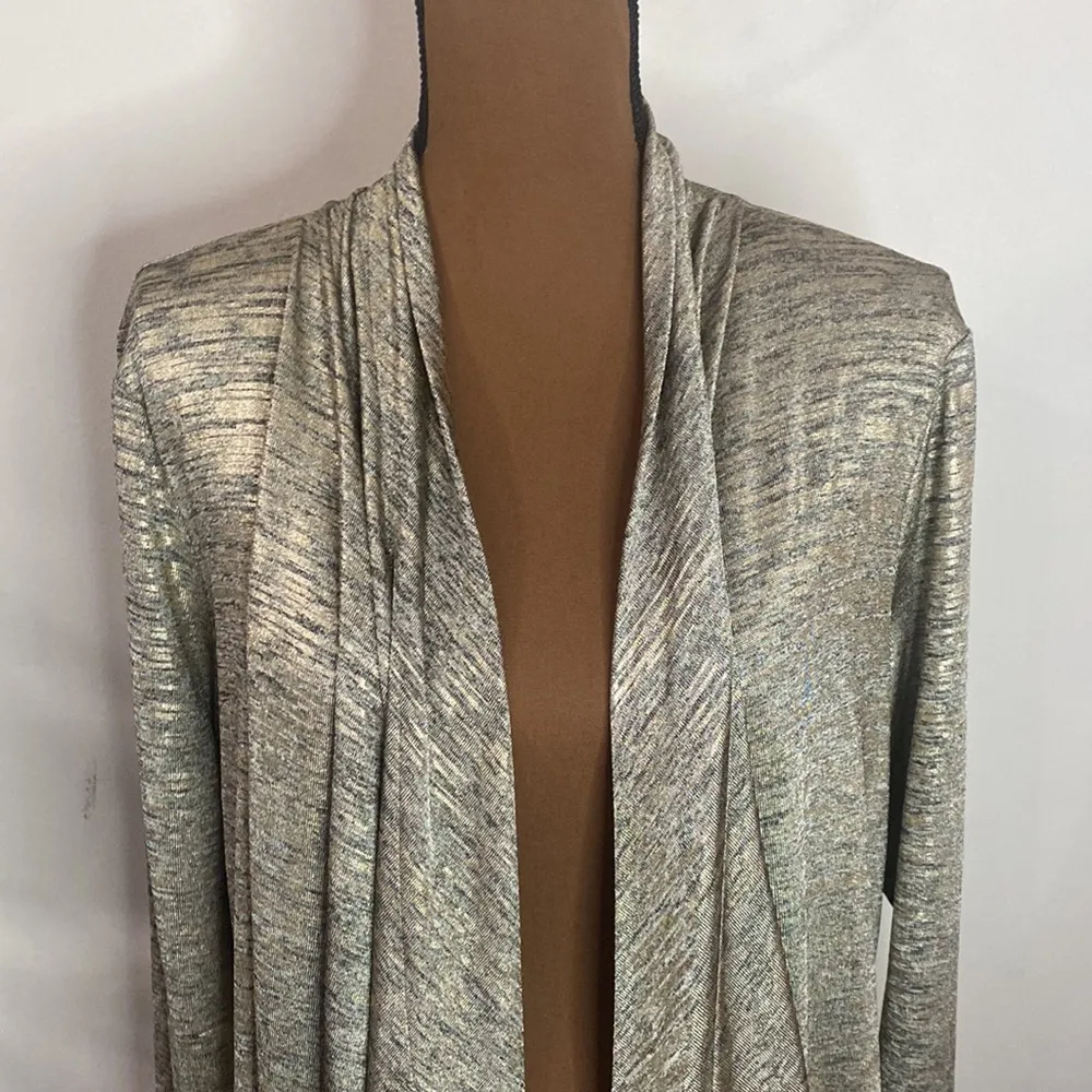 New Calvin Klein Metallic Flyaway waterfall gold foil cascading cardigan size L - Image 6