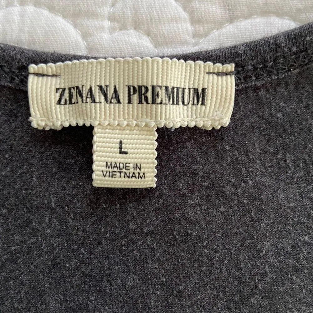 Zenana Premium Charcoal Gray Bodycon Midi Tank Dress Cotton Blend Size L - Image 2