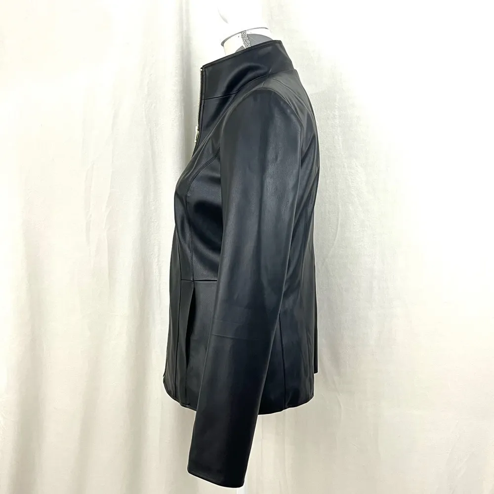 Cole Haan Wing Collar Faux Leather Coat - Size S - Image 6