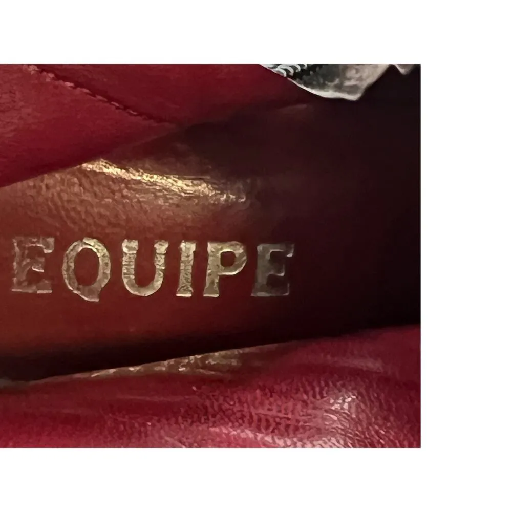 Vintage Equipe Italian Leather Square Toe Boots 3" Heel Size 36 Matrix Old Money Black - Image 6