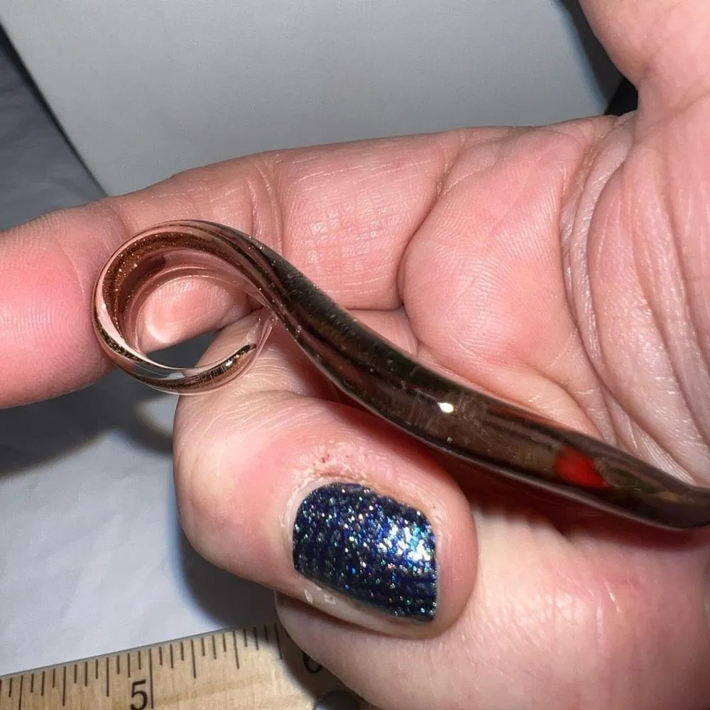 Vintage‎ Art Glass Hand Painted Pendant Gold - Image 4