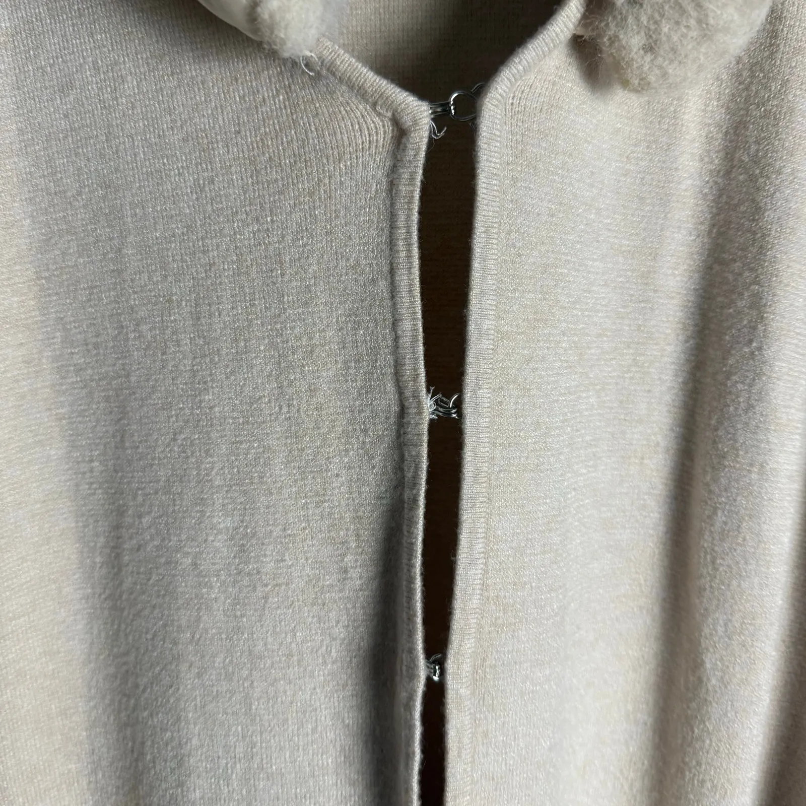 Ashley Park Cream Long Knit Faux Fur Trim Midi Cardigan Sweater Size XL - Image 13