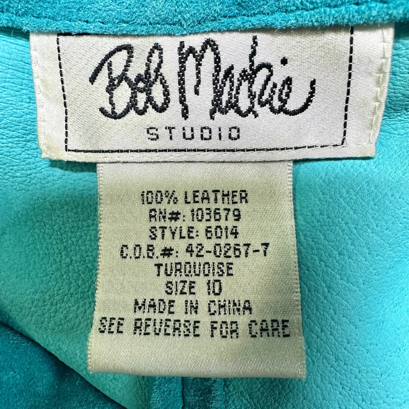 BOB MACKIE STUDIO Turquoise Suede Leather Jacket Blazer Southwestern Women's 10 - Image 8