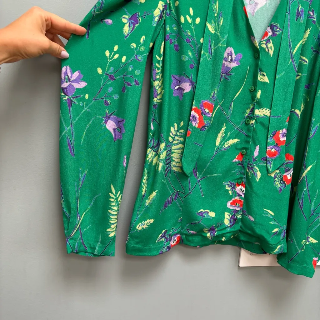 MAJE Cosina Floral-print Woven Shirt In Printed Green S - Image 5