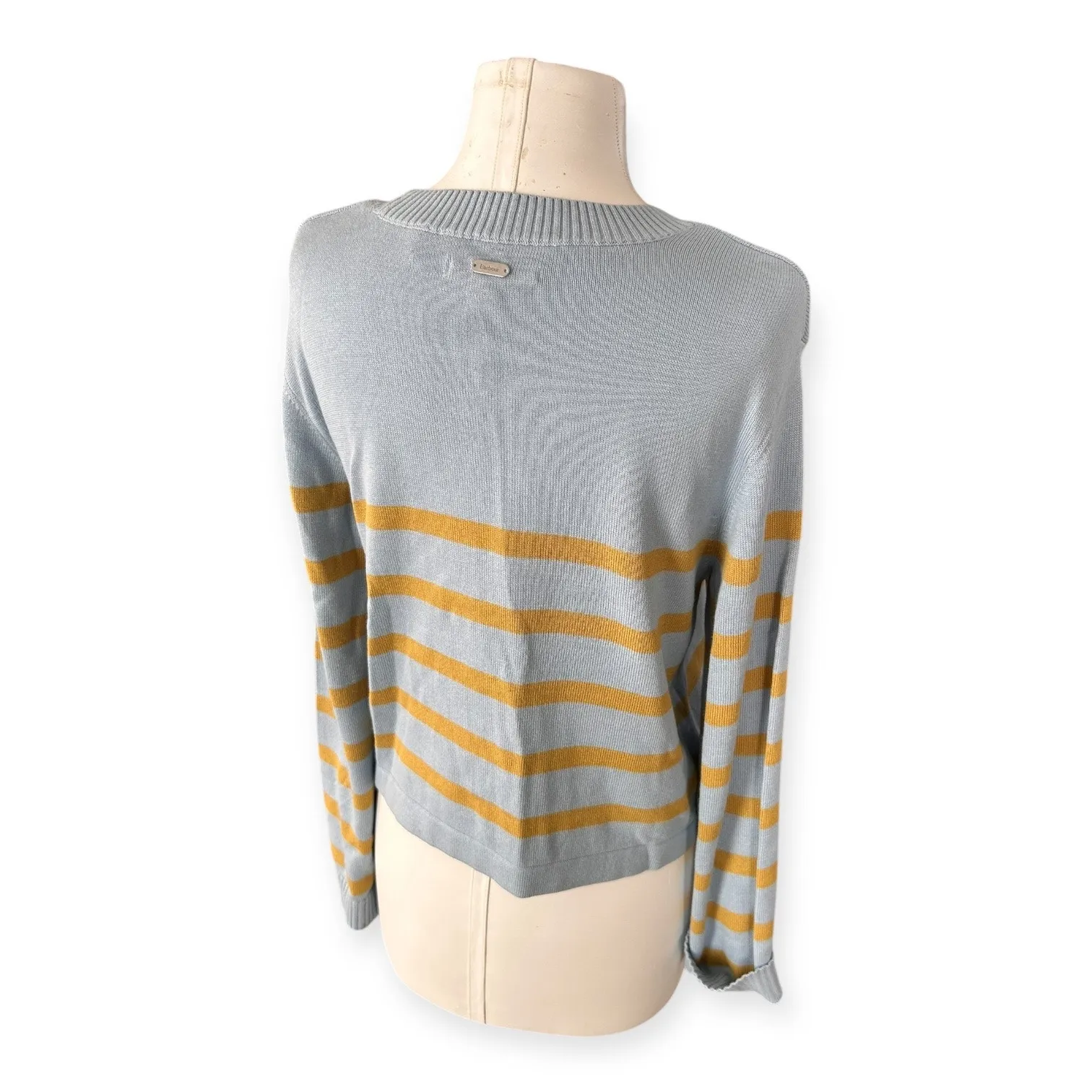 Barbour Striped Crewneck Sweater Blue & Mustard Women’s US 8 Preppy Minimalist - Image 10