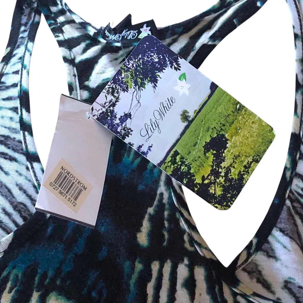 Lily White NORDSTROMS Tie-Dye Rayon/Spandex Racerback Tank Top - NWT! - Image 3