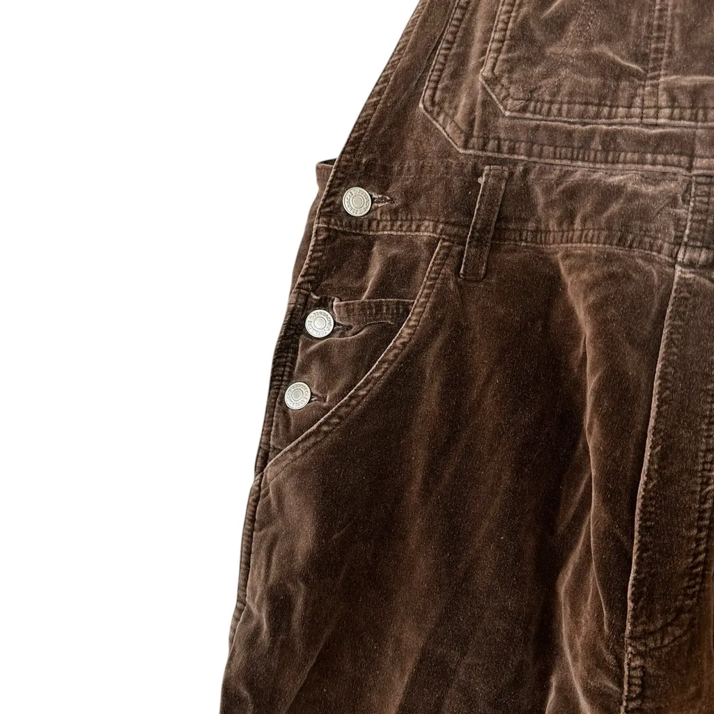 Jordache Vintage 90s Y2K Carpenter Overalls Chocolate Velvet Fall Size 7/9 M - Image 5