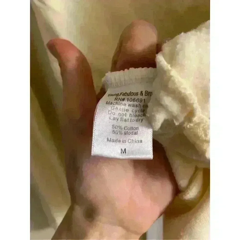 YOUNG FABULOUS & Broke Beige Modal Blend Zip Up Hoodie - Medium - Image 8