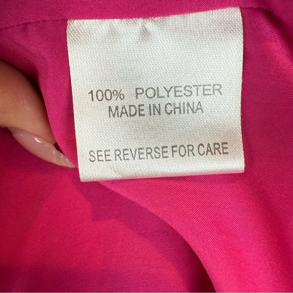 Yakira Bella Pink Floral Gwenyth Dress Botton Down Tiered Skirt Pleated Waist L Size L - Image 12