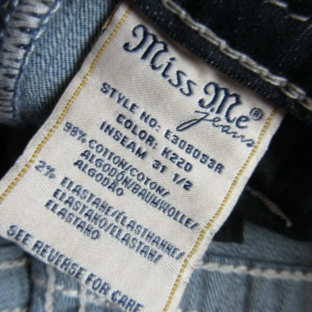 NWoT Miss Me Standard Skinny Rhinestone Angel Wing Thick Stitch Stretch Jeans 25 - Image 6