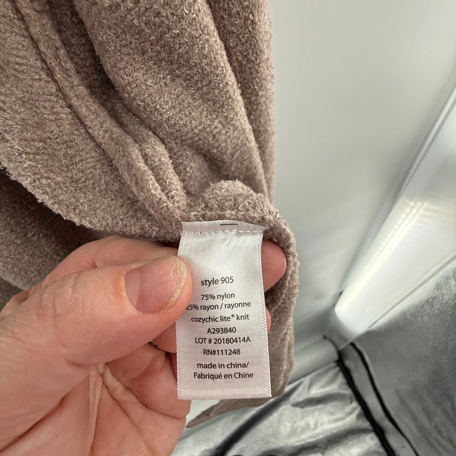 Barefoot Dreams CozyChic Lite Open Front Cardigan Taupe 1X Style 905 - Image 4