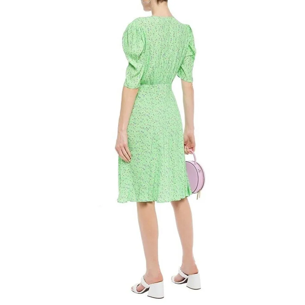 NWT Ghost London Angelina Dress Megan Meadow XXS Green Floral Print Crepe Midi - Image 2