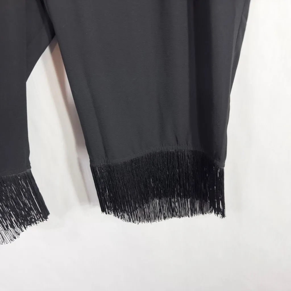 Catherines Plus Size 22W 24W Capri Pants 2X Tasseled Fringe Hem Black‎ 1419 - Image 4