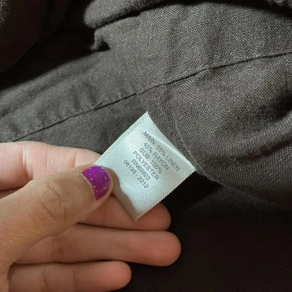 Y2K Christopher Banks Womens Brown Linen Blend Button Front Vest Size XL - Image 6