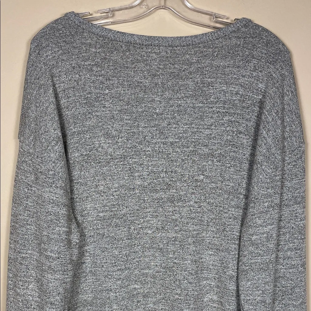 GAP Women’s Lurex Heather Gray Metallic Gold Knit Sweater - Image 7